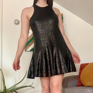 Free People Sequined Black Skater Dress